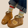 Mini Fashion - Bottines en daim marron avec ours