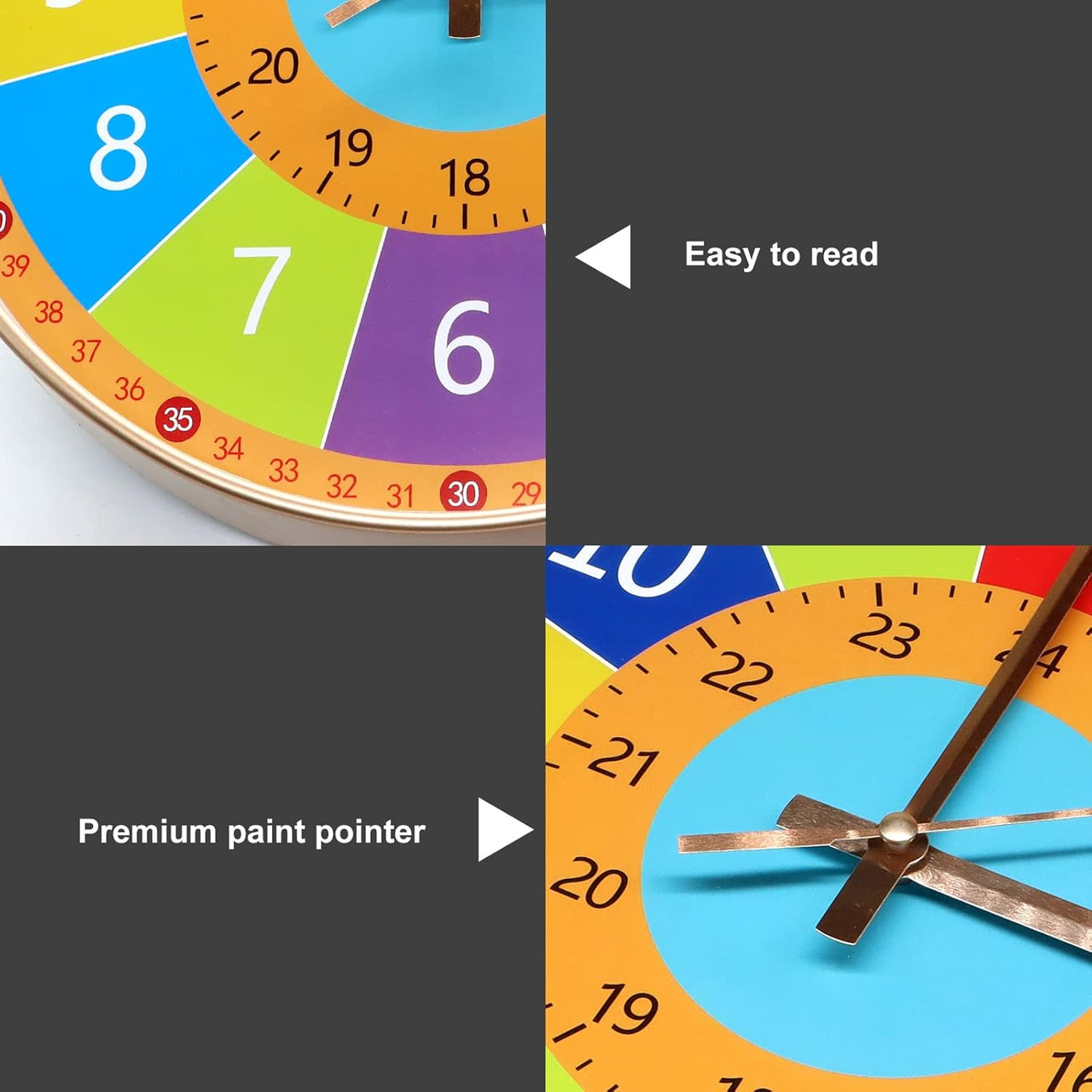 ChildrenTime – Indépendant et calme – Horloge murale éducative pour enfants