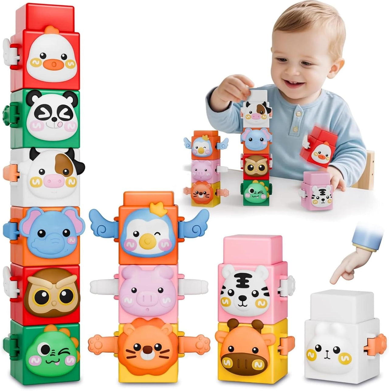 StackAnimals – Amusant et éducatif – Set de jeu empilable Animaux