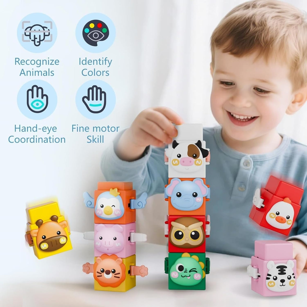 StackAnimals – Amusant et éducatif – Set de jeu empilable Animaux