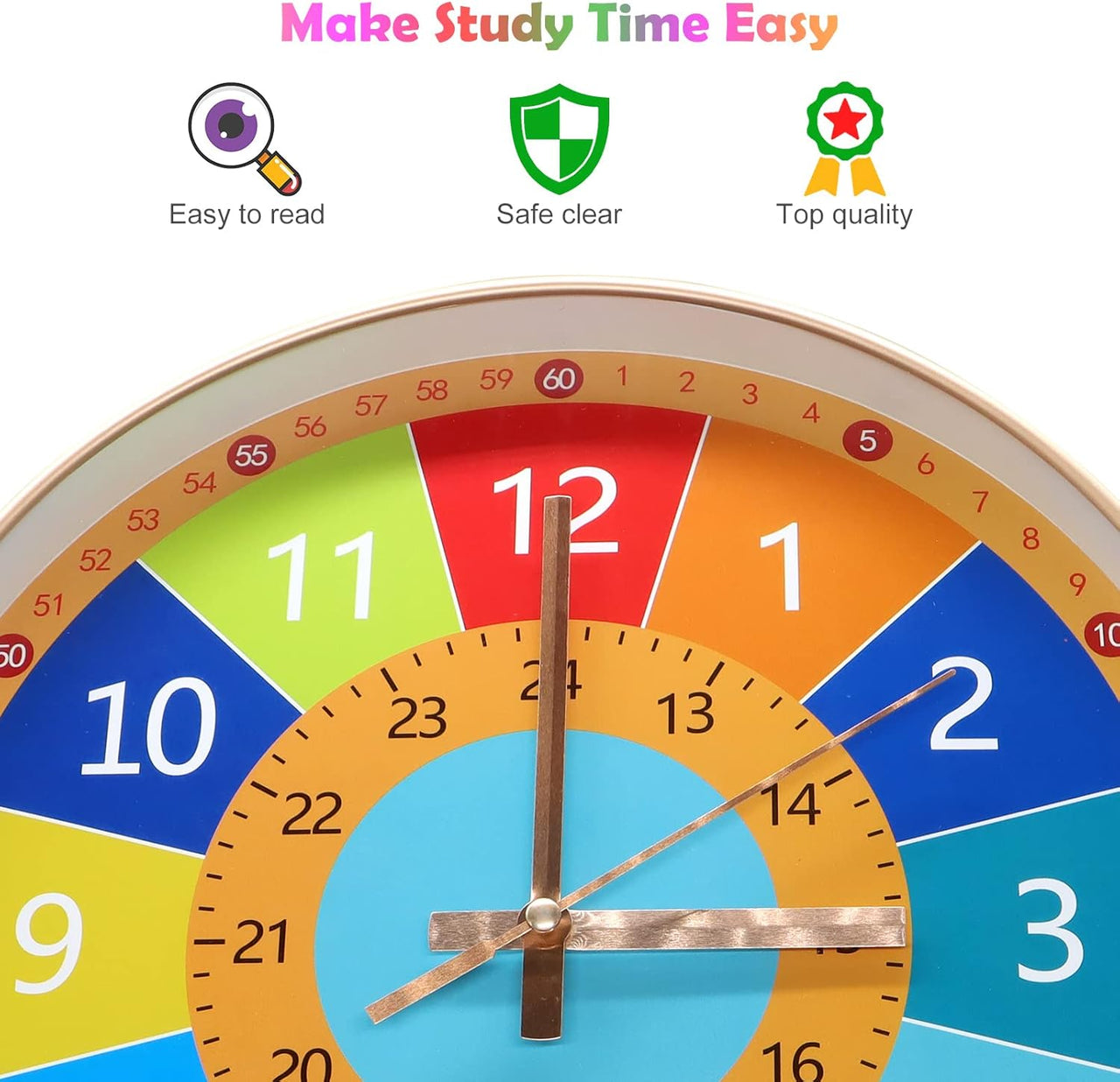 ChildrenTime – Indépendant et calme – Horloge murale éducative pour enfants