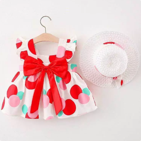 Mini Fashion™ – Douceur et été – Robe à fruits (avec chapeau de paille GRATUIT)