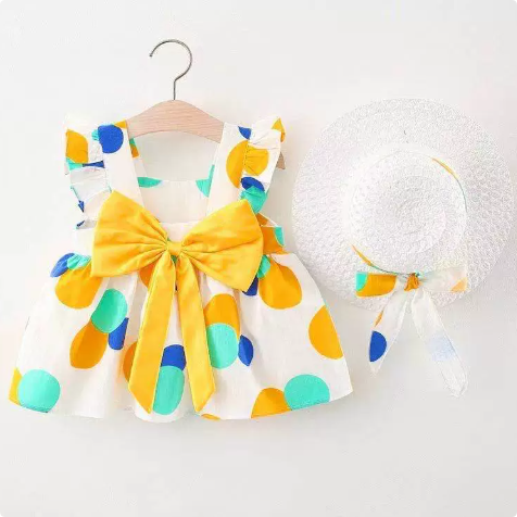 Mini Fashion™ – Douceur et été – Robe à fruits (avec chapeau de paille GRATUIT)