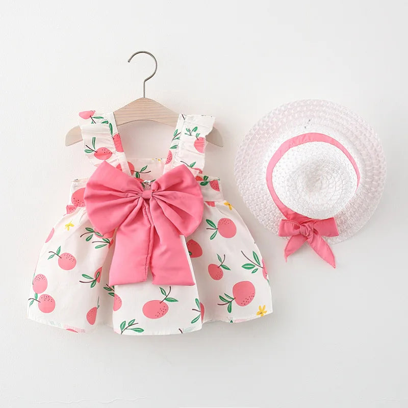 Mini Fashion™ – Douceur et été – Robe à fruits (avec chapeau de paille GRATUIT)