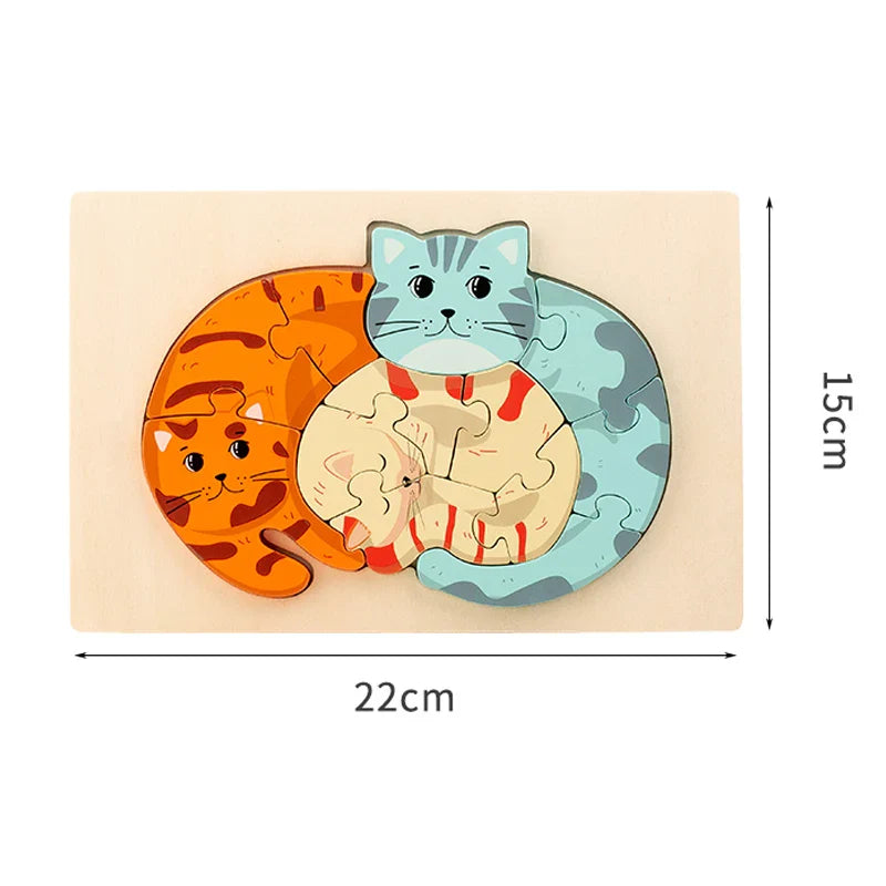 Animal Puzzle™ – Découvrir et apprendre – Casse-tête en bois de dessins animés