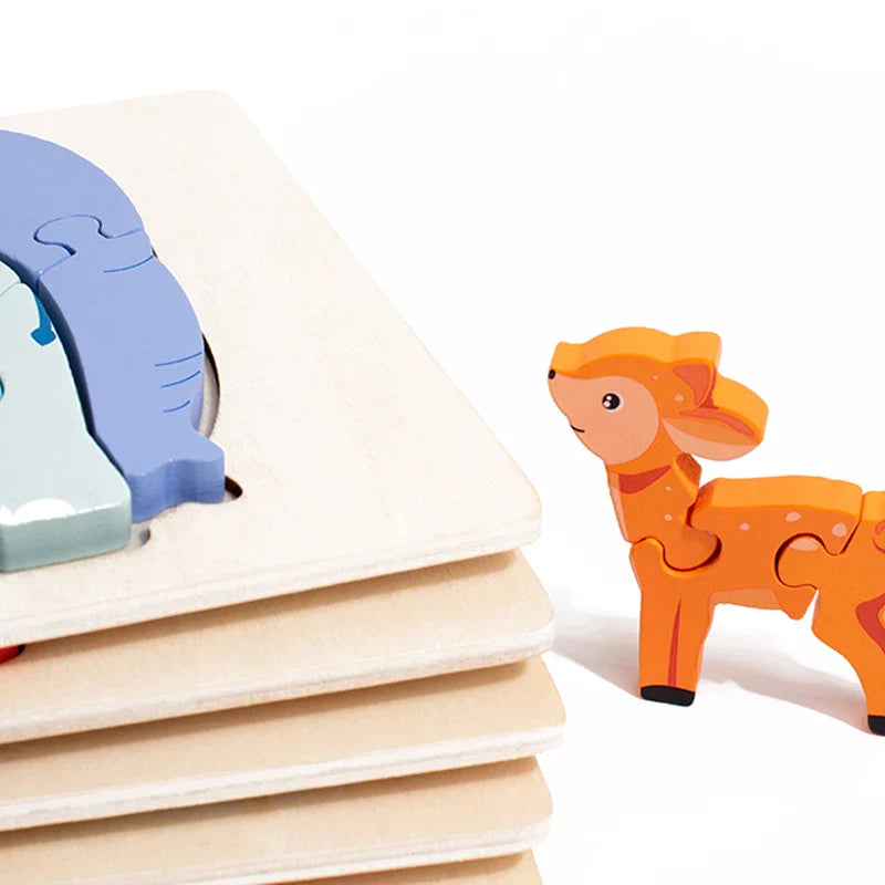 Animal Puzzle™ – Découvrir et apprendre – Casse-tête en bois de dessins animés