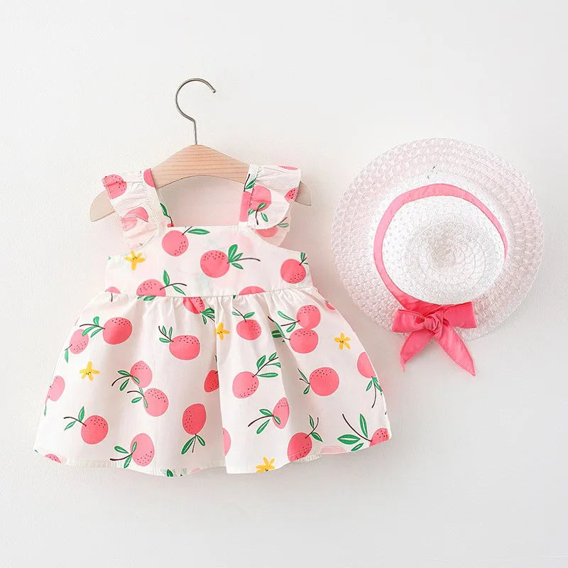 Mini Fashion™ – Douceur et été – Robe à fruits (avec chapeau de paille GRATUIT)