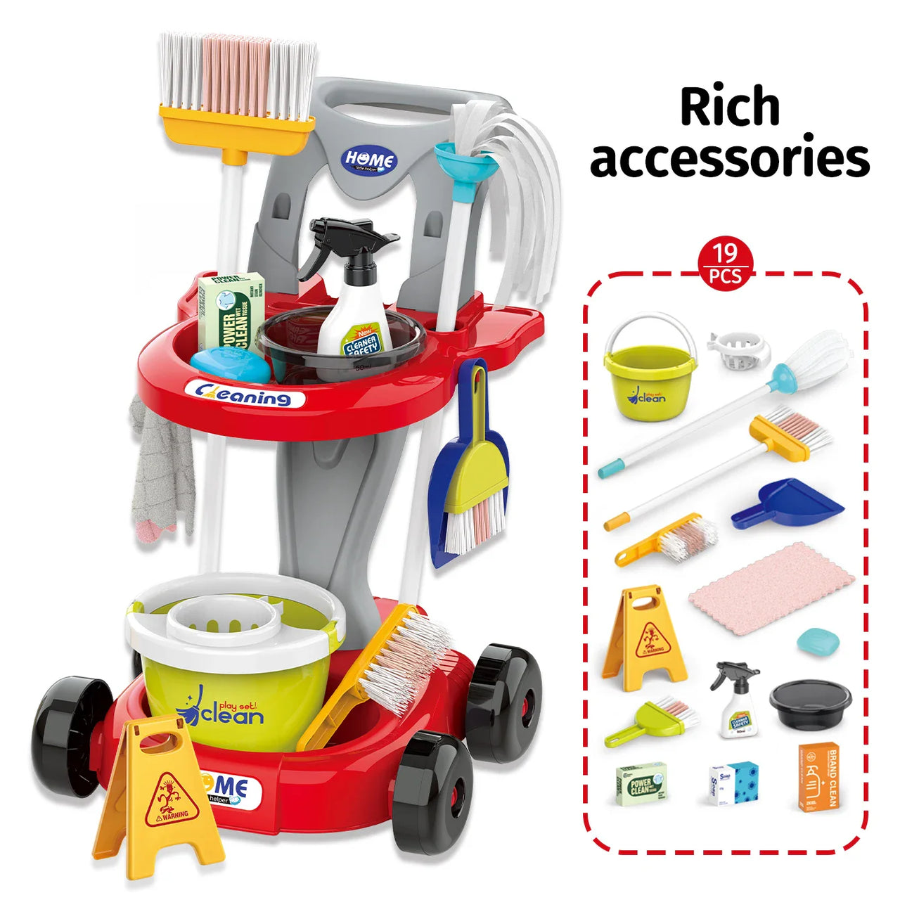 CleanPlay – Éducatif et amusant – Chariot de nettoyage jouet