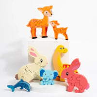 Thumbnail for Animal Puzzle™ – Découvrir et apprendre – Casse-tête en bois de dessins animés