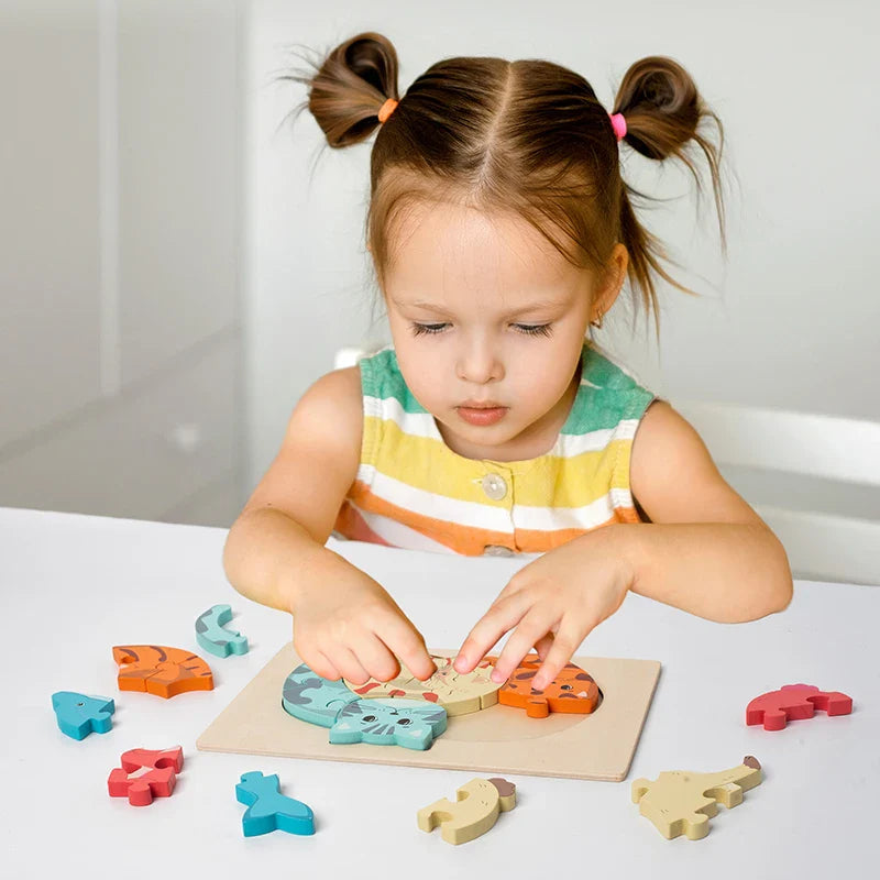 Animal Puzzle™ – Découvrir et apprendre – Casse-tête en bois de dessins animés