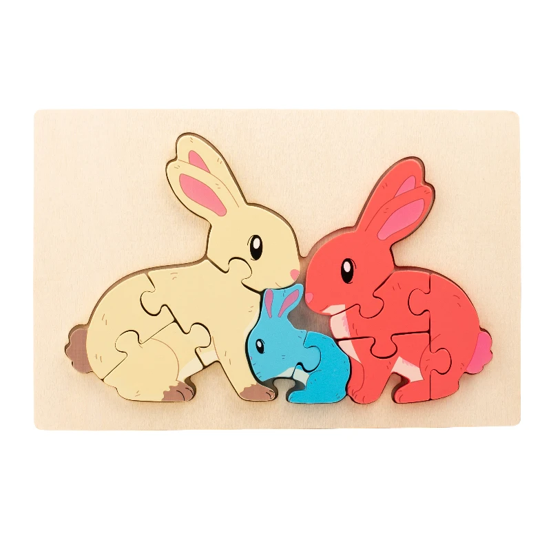 Animal Puzzle™ – Découvrir et apprendre – Casse-tête en bois de dessins animés