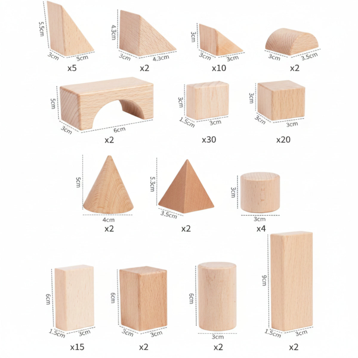 BlockyFun – Créatif et éducatif – Coffret de 100 blocs de construction en bois