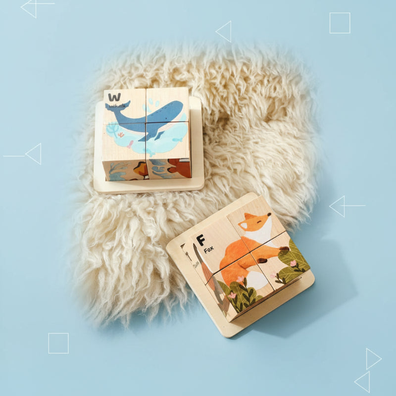 WoodMind – Créatif et éducatif – Puzzle en bois 6 en 1 Montessori Animaux