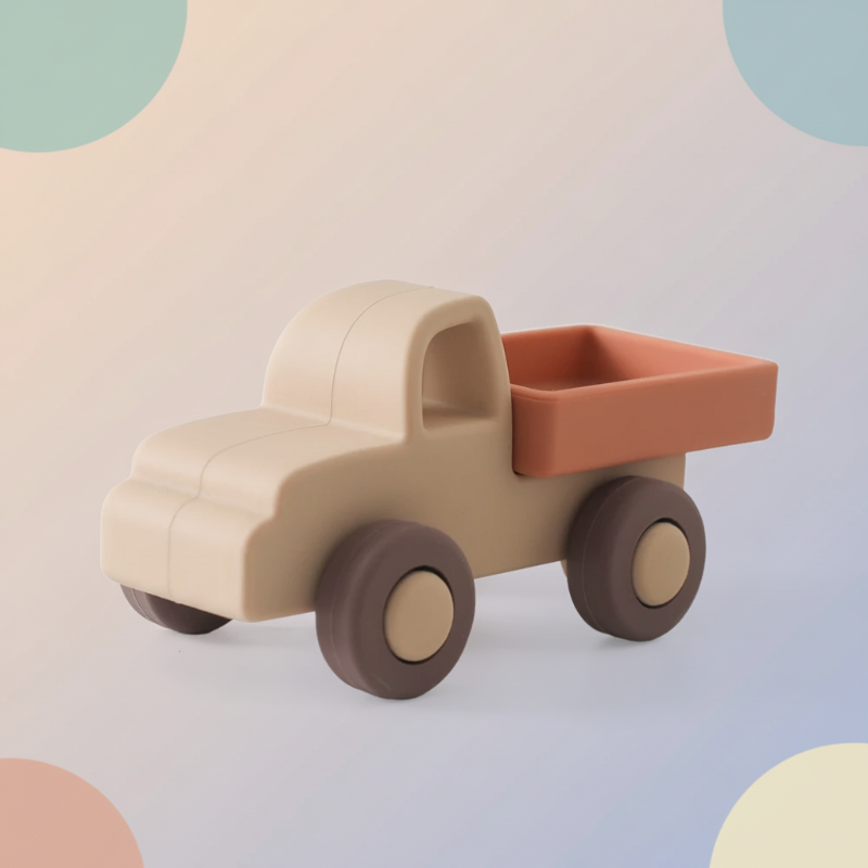Montessori Silicone Toy Car – Sûr et adapté à la dentition – Jouet de dentition en silicone en forme de véhicule