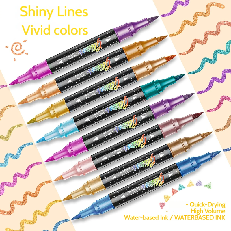 ArtShine – Coloré et pétillant – Coffret de feutres pailletés et lumineux double face