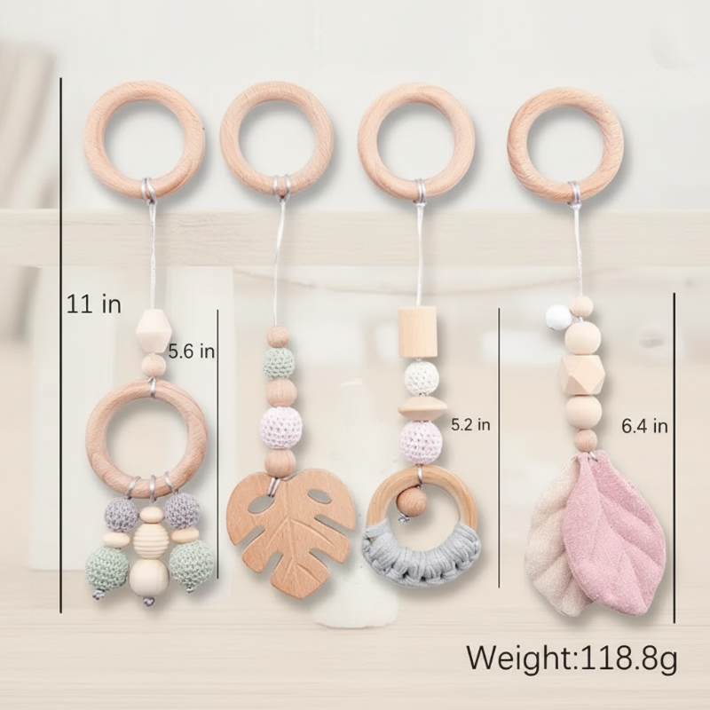 Wooden Baby Rattle Toy – Éveil sensoriel et sécurité – Baby Gym