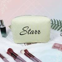 Thumbnail for Striped Name Pouch – Personnalisée et élégante – Trousse à maquillage
