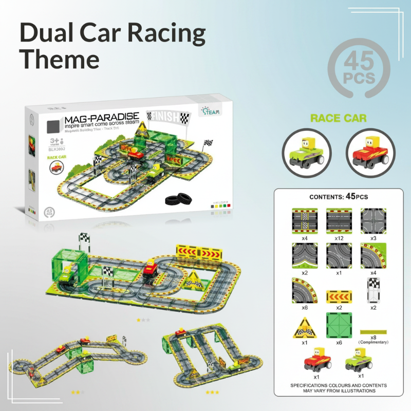 Magnetic Road Blocks – Créatif et éducatif – Kit de construction « Chemins magnétiques »