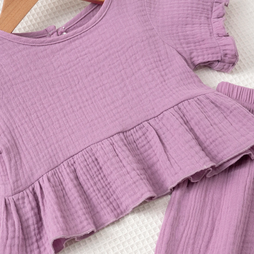 SoftCharm – Élégant et confortable – Ensemble pour fille avec haut à volants et pantalon long