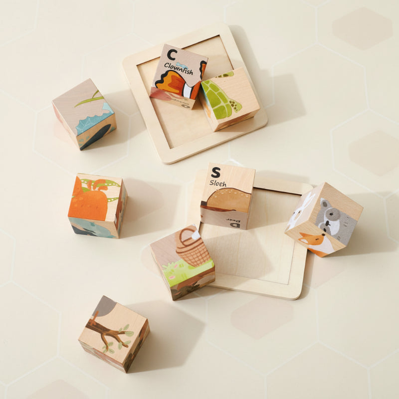 WoodMind – Créatif et éducatif – Puzzle en bois 6 en 1 Montessori Animaux