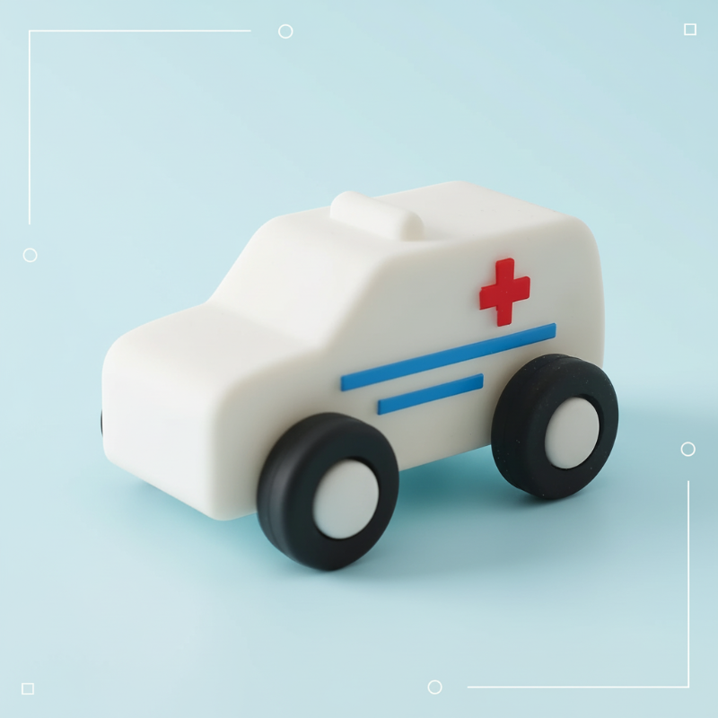Montessori Silicone Toy Car – Sûr et adapté à la dentition – Jouet de dentition en silicone en forme de véhicule