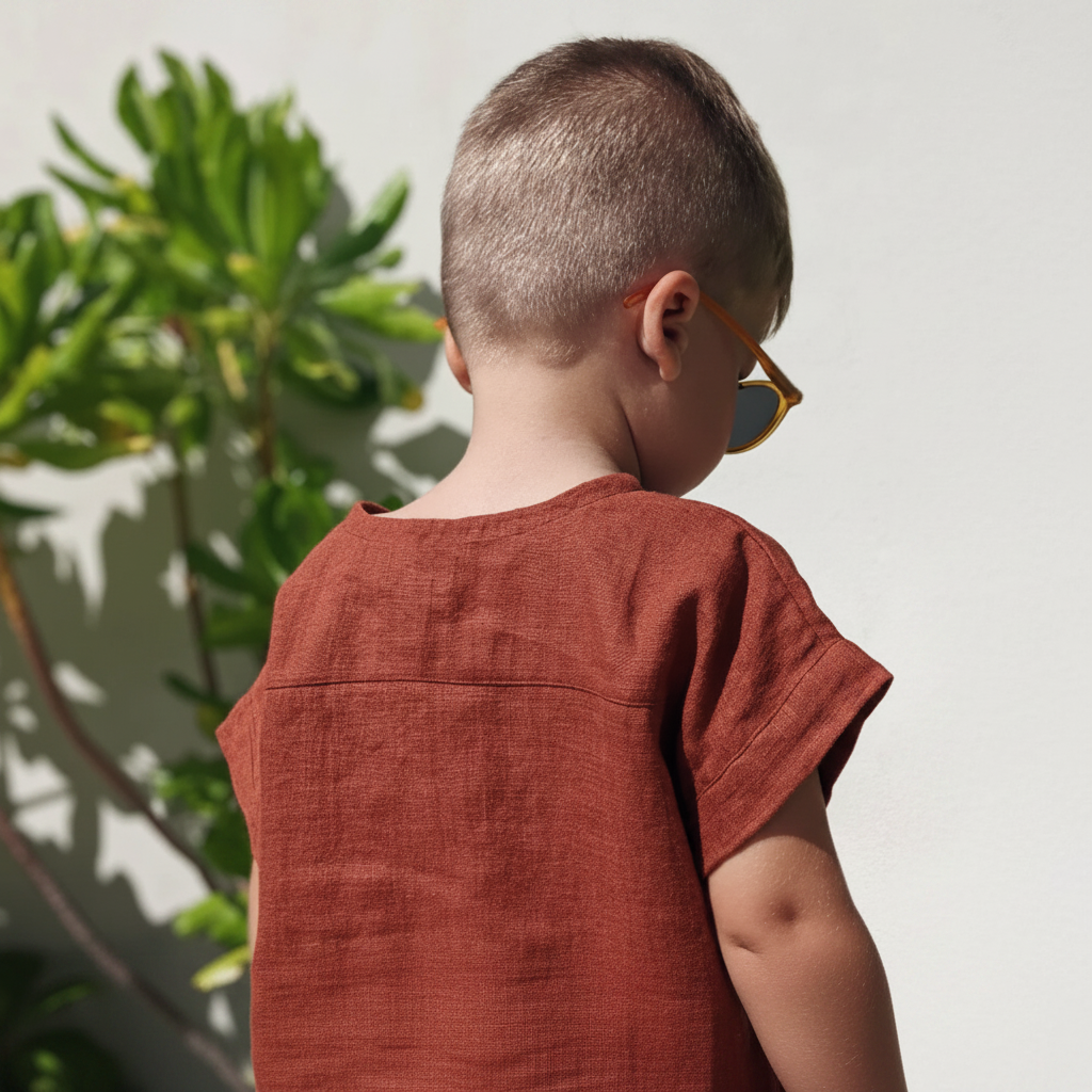 LittleClassic – Élégant et confortable – Chemise en lin pour garçon avec boutons décoratifs