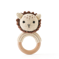 Thumbnail for CuddleRattle – Doux et ludique – Hochet pour bébé au crochet avec anneau en bois