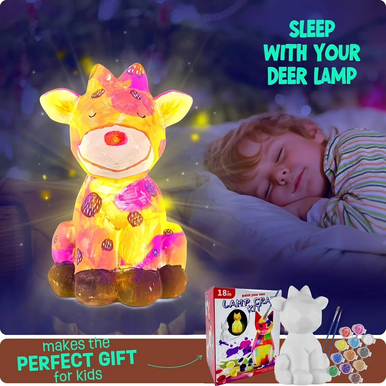 MiniCrafters – Créativité et apprentissage – Kit de peinture « Lampe DIY Animaux »