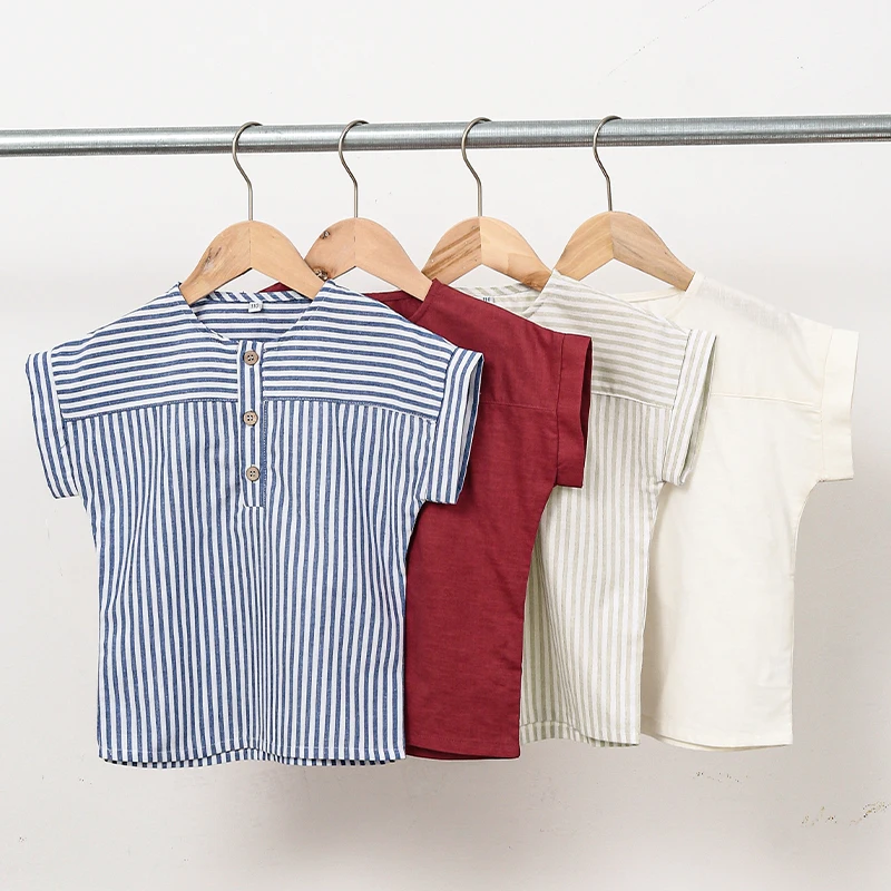 LittleClassic – Élégant et confortable – Chemise en lin pour garçon avec boutons décoratifs