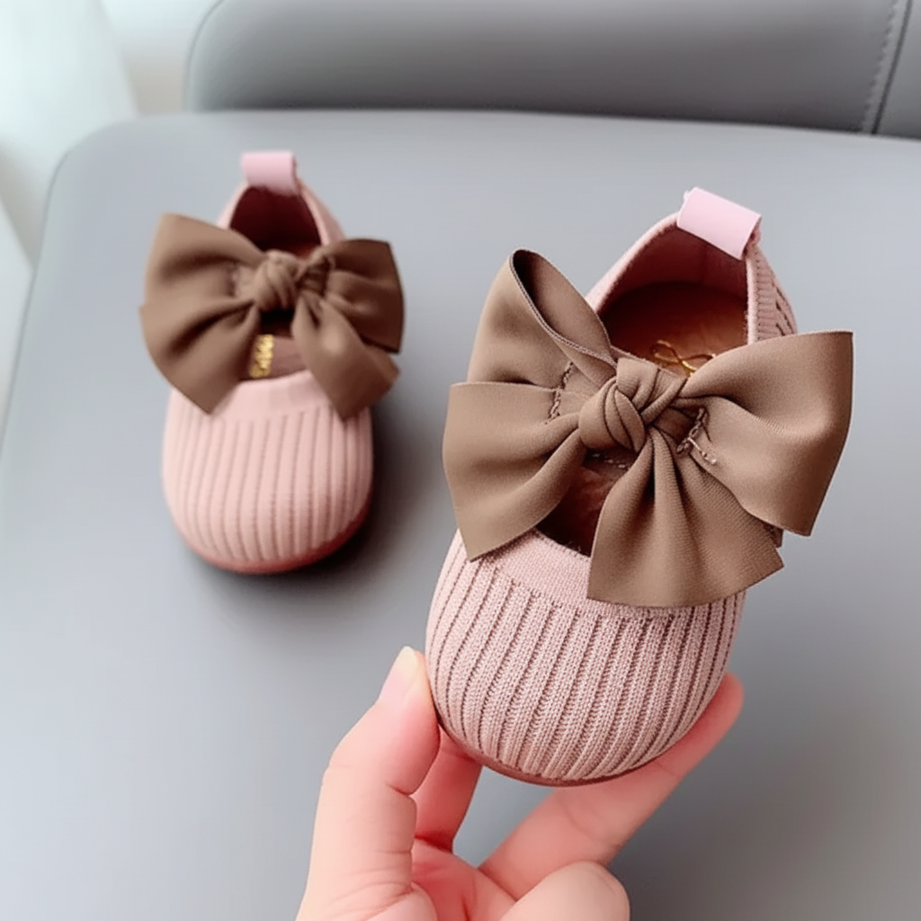 SweetBow – Mignon et pratique – Chaussons de bébé tricotés avec un nœud papillon