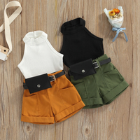 Thumbnail for MiniFashionista – Élégance et tendances – Ensemble pour filles comprenant un haut, un short et un sac banane