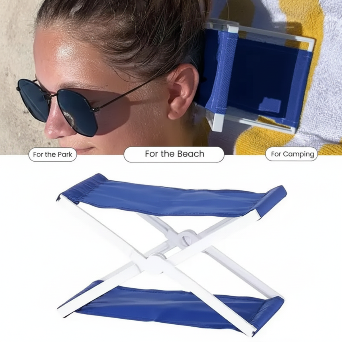 BeachNap – Portable et léger – Appui-tête pliable pour la plage et le parc
