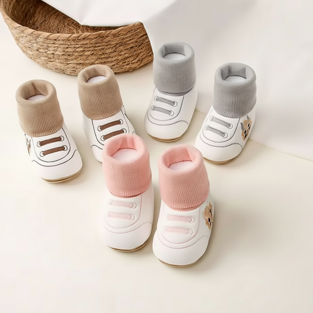 LittleCloud – Confortables et pratiques – Chaussures chaudes pour bébés avec chaussette haute