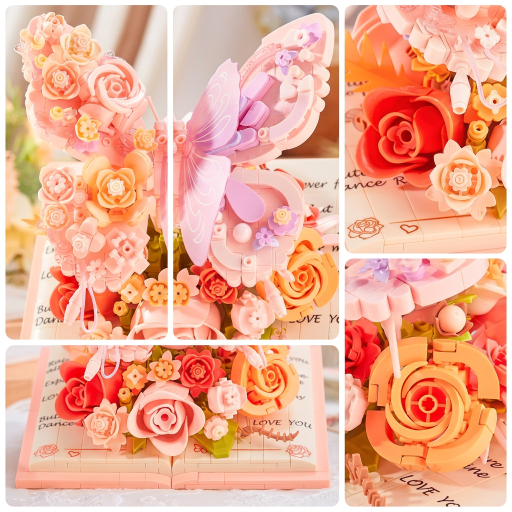 BloomBook – Romantique et créatif – Livre de fleurs en 3D avec des roses et des papillons