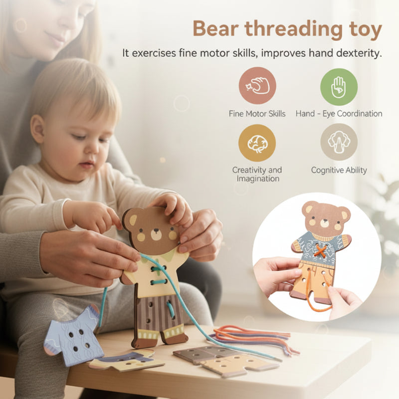 ThreadBear – Adorable et éducatif – Jouet à enfiler Montessori Ours