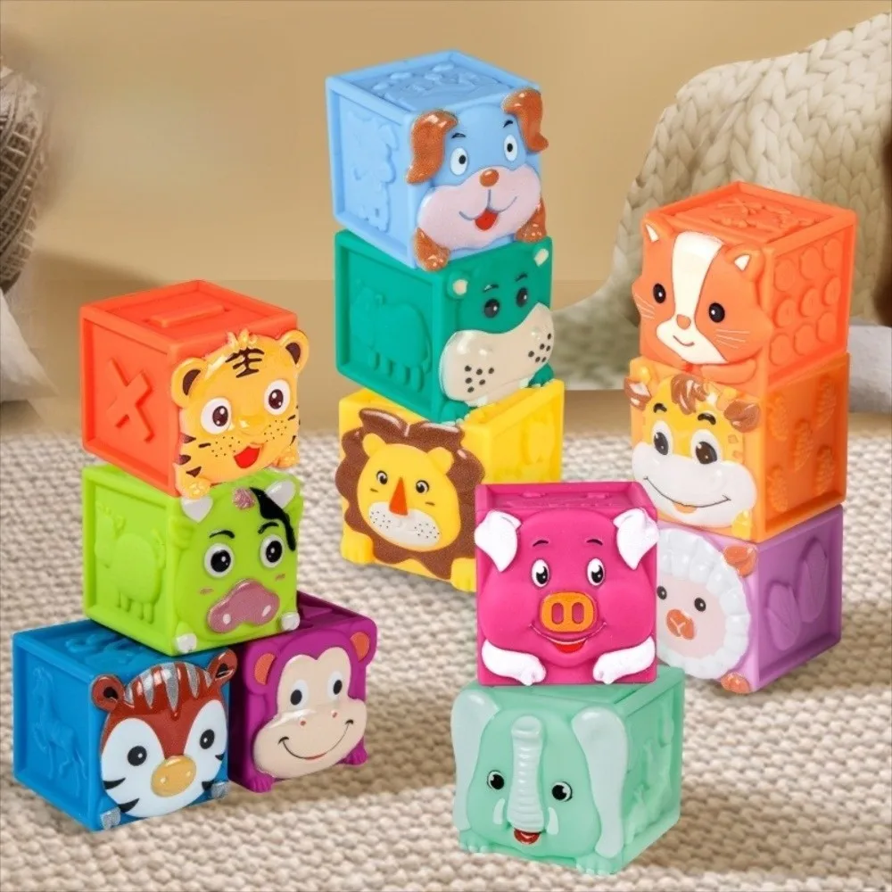SoftStack – Ludique et éducatif – Blocs empilables en forme d'animaux en peluche