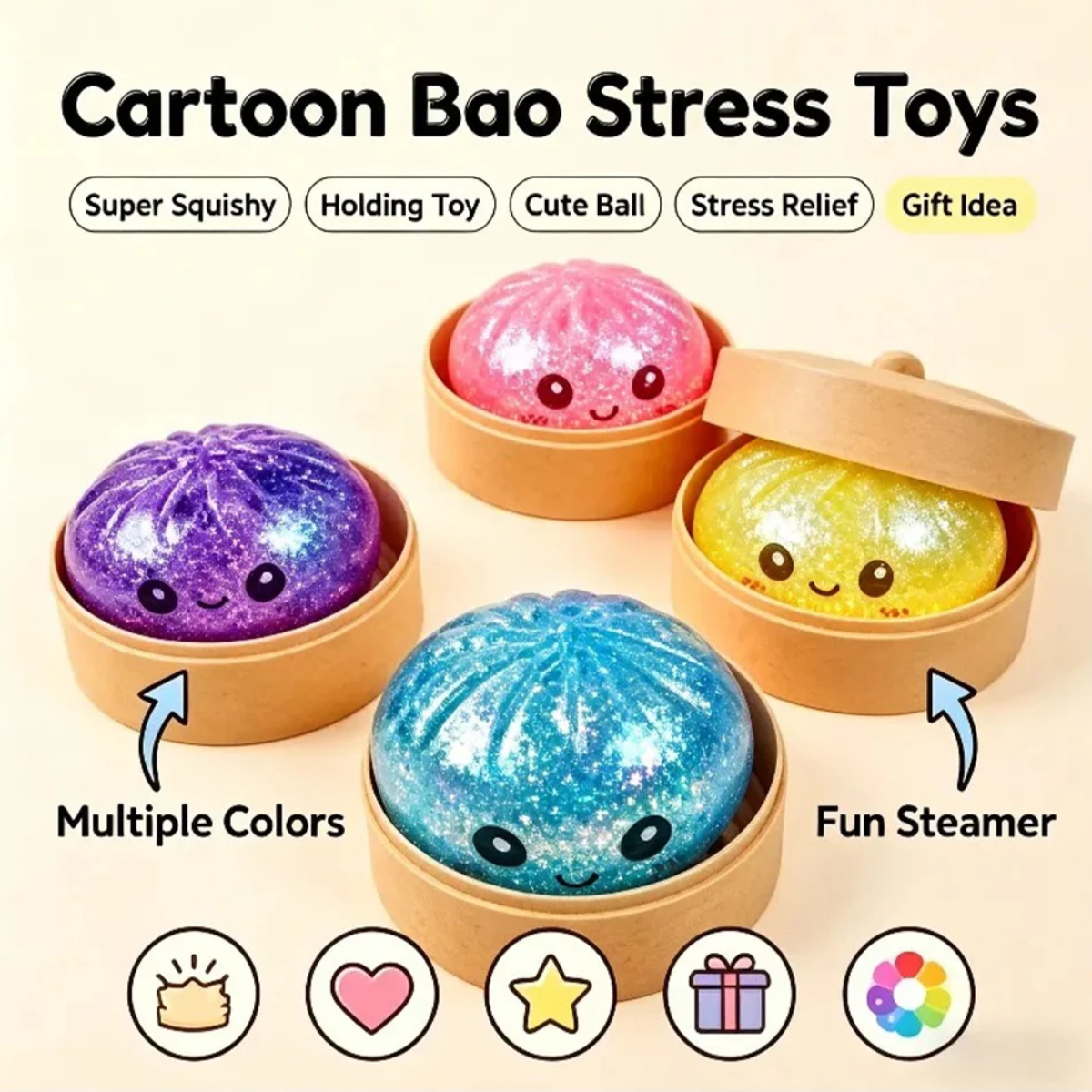 FunSquish – Couleurs et paillettes – Petites boulettes squishy pailletées