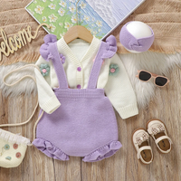 Thumbnail for FloraKnit – Douceur et mignonnerie – Tenue pour bébé avec gilet, salopette et bandeau