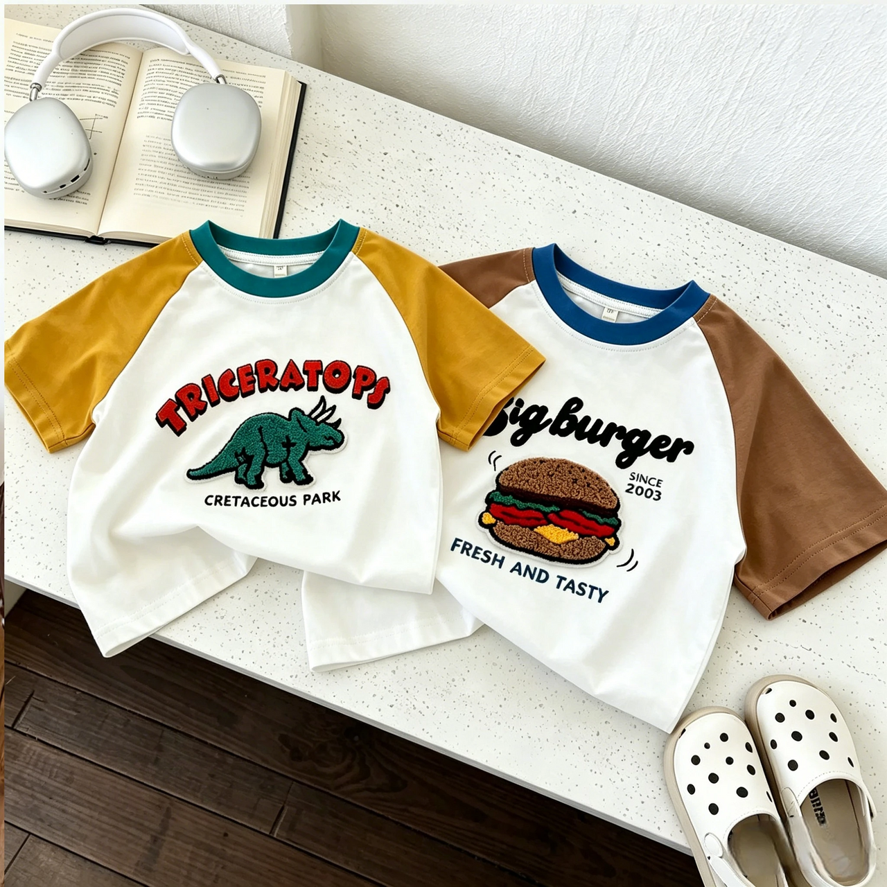 StreetBoy – Tendance et confortable – T-shirt pour enfant à manches raglan et imprimé