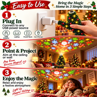 Thumbnail for HolidayBeam – Festif et chaleureux – Projecteur de Noël USB avec motifs lumineux