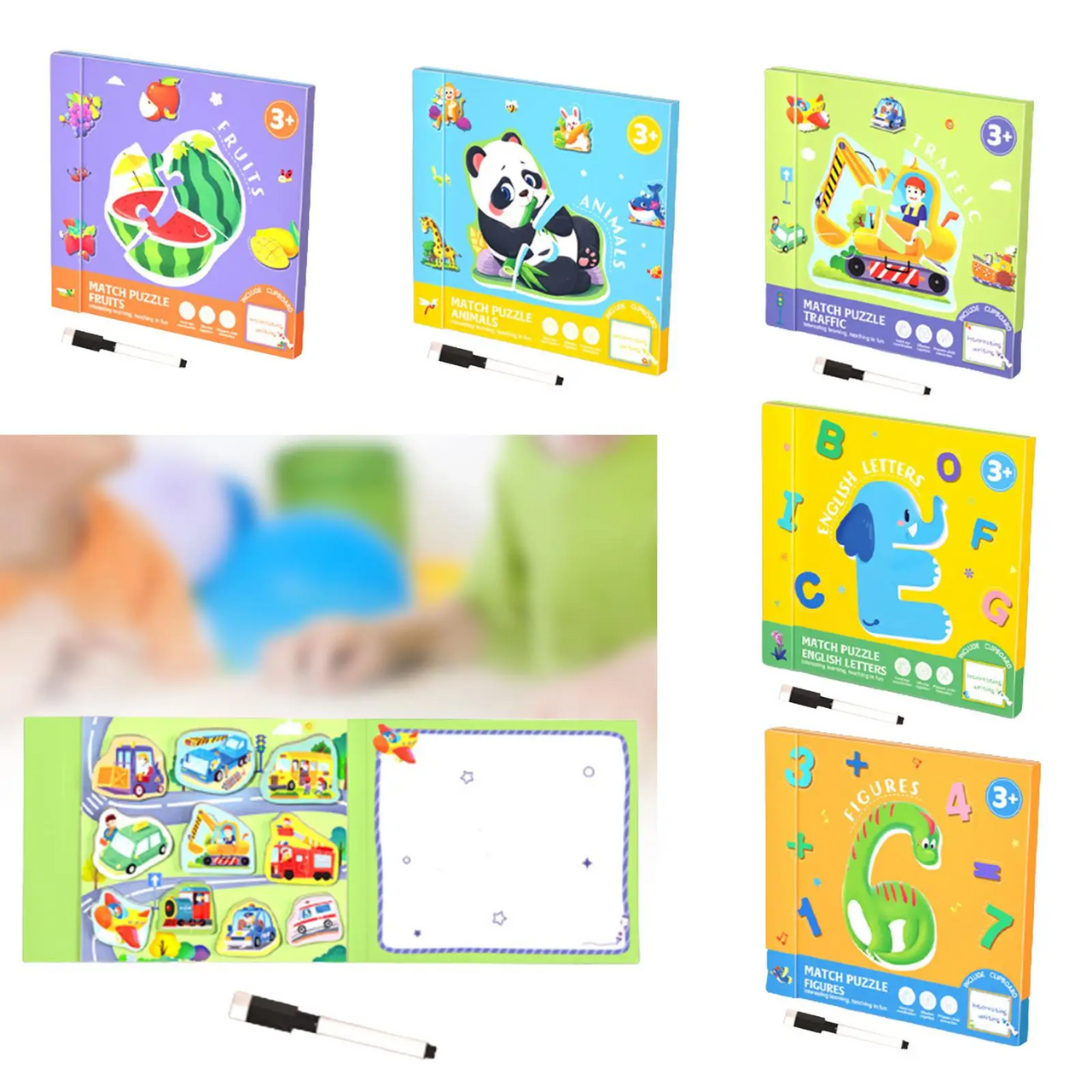 SmartMatch – Ludique et éducatif – Livre magnétique 2-en-1 de dessin et de puzzles