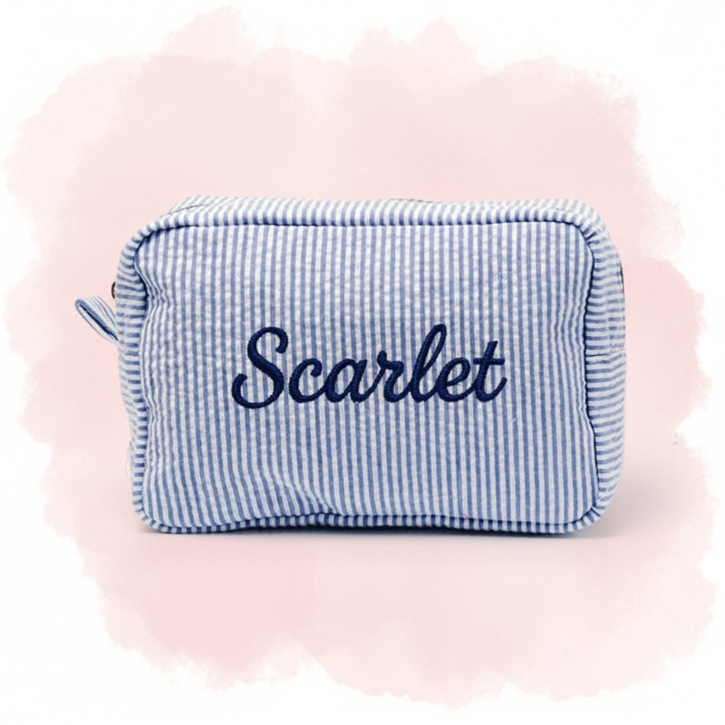 Striped Name Pouch – Personnalisée et élégante – Trousse à maquillage