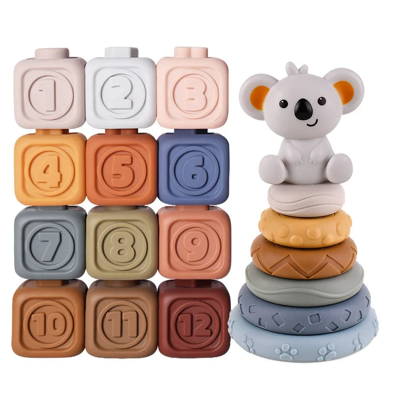 Koala Cubes™ - Tour à empiler - Jouets à mâcher pour bébés