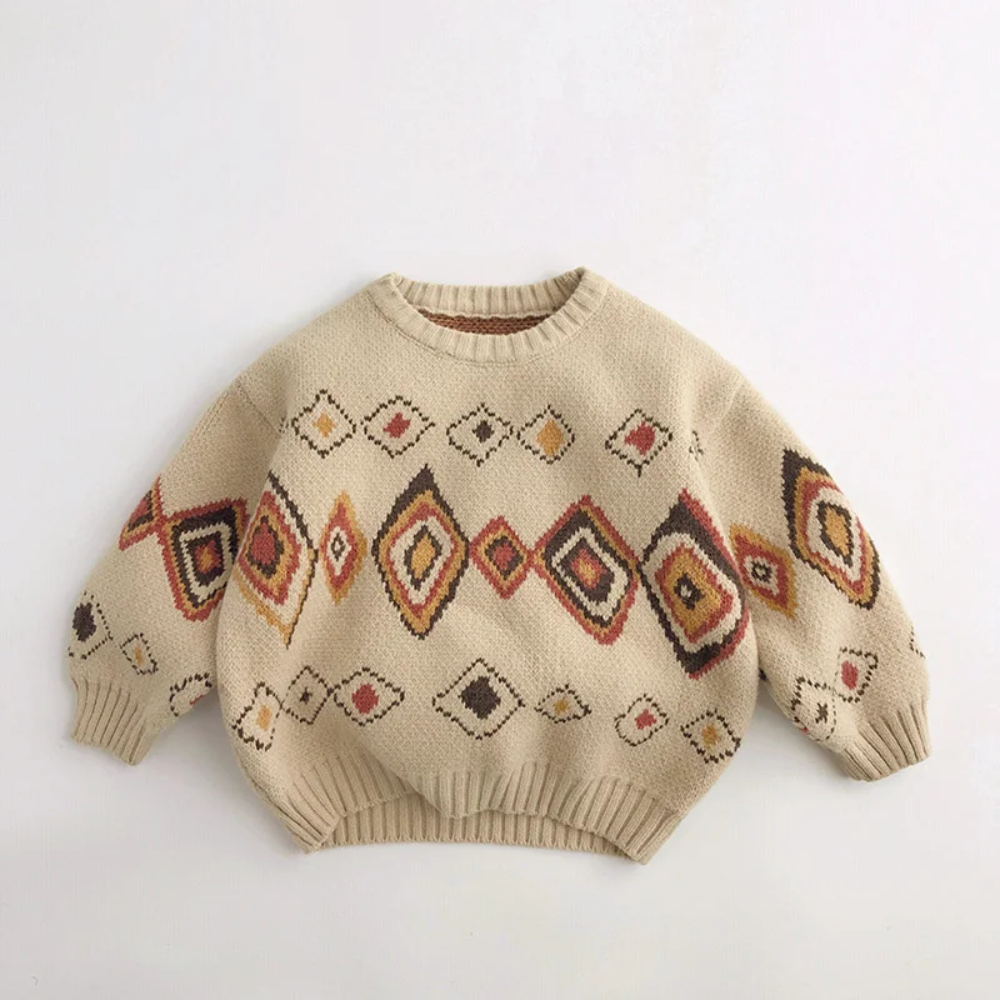 LittleRetro – Chaleureux et élégant – Pull en maille pour enfant avec motif en losanges