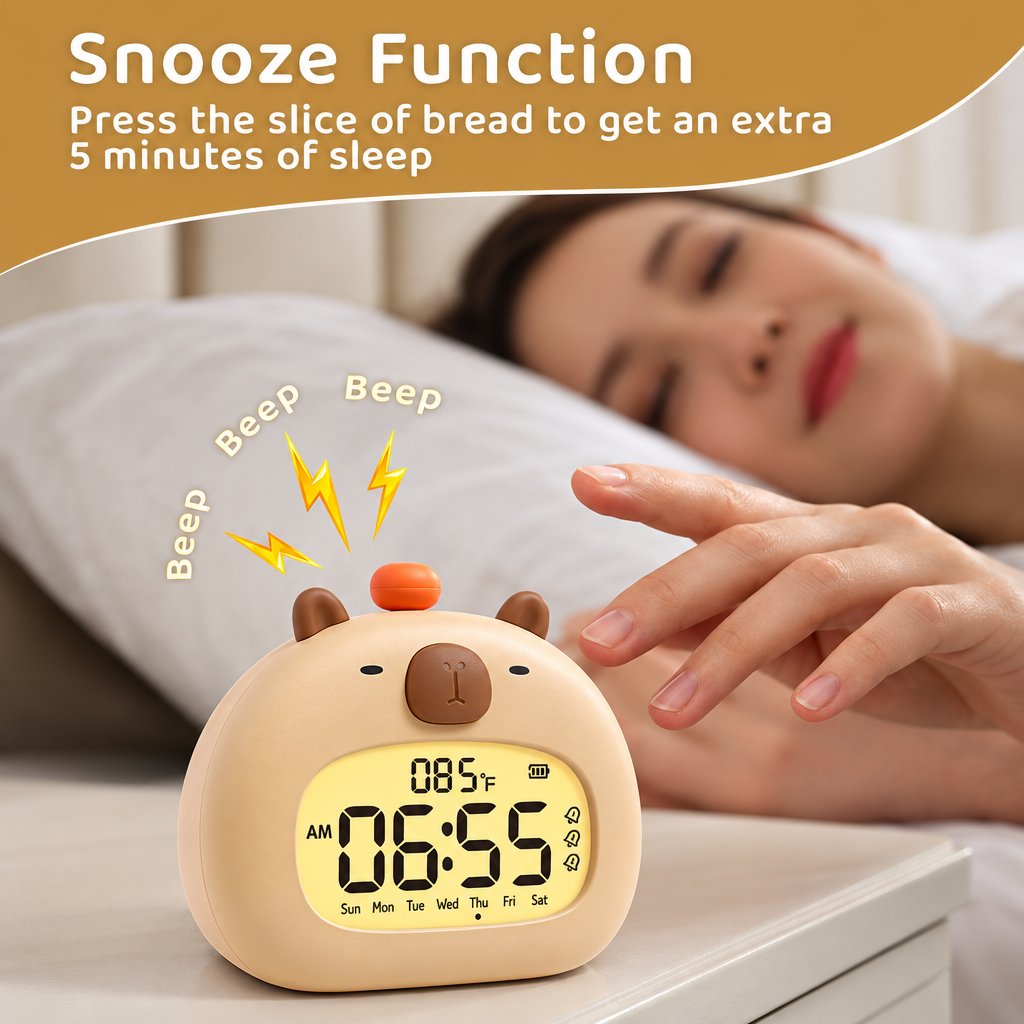 CappyClock – Mignon et polyvalent – Réveil numérique pour enfants avec veilleuse