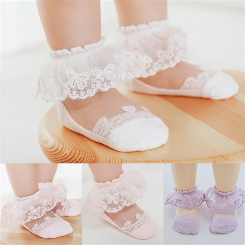 BabyBliss – Confortables et légères – Chaussettes en dentelle pour bébé