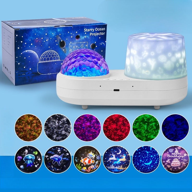 OceanGlow – Apaisante et magique – Lampe de nuit avec projection de ciel étoilé