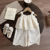 TinyLuxe – Ensemble d'été composé d'un haut en dentelle et d'un pantalon à jambes larges