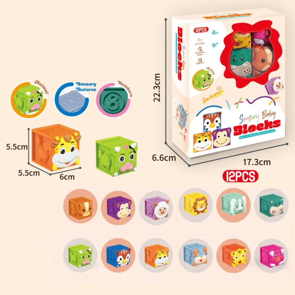 SoftStack – Ludique et éducatif – Blocs empilables en forme d'animaux en peluche
