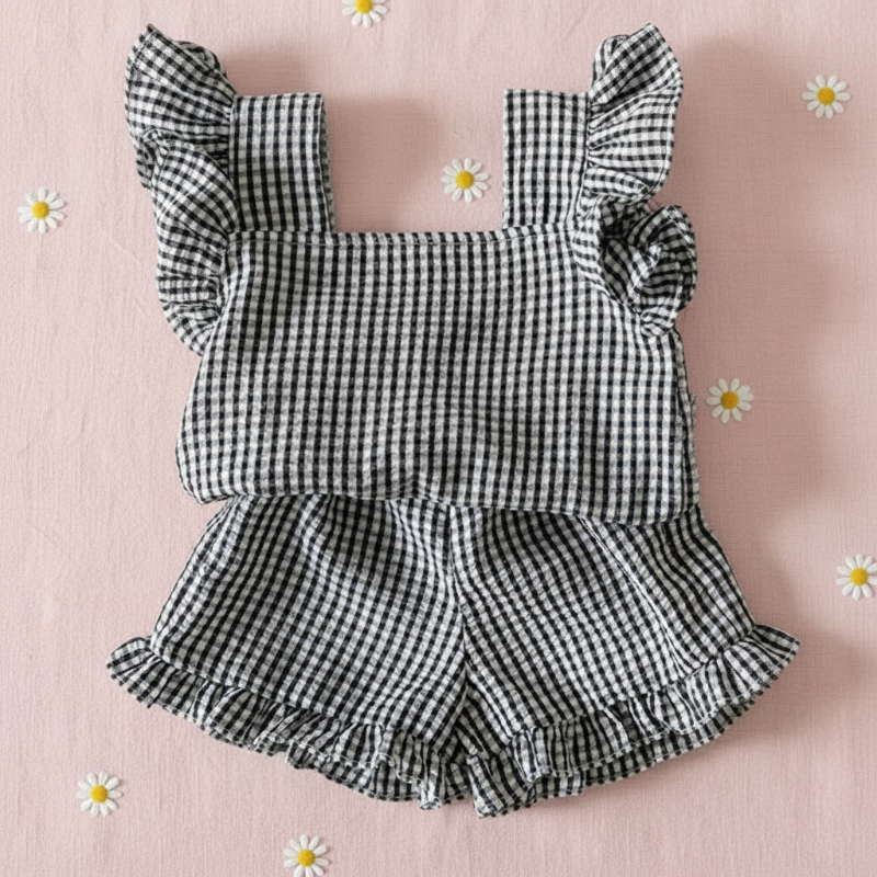 Girls Ruffle Tee – Léger et mignon – Ensemble de vêtements pour enfants
